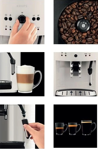 Aparat espresso Krups EA8105, 1.6L, mulliri i integrum, bardhë