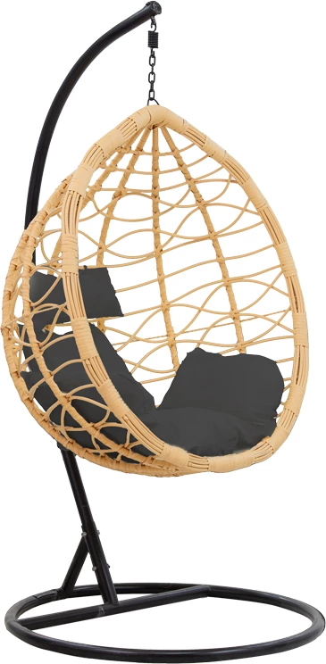 Karrige varëse Hudson metalike, ngjyrë natyrale e zezë, jastëk i zi, 109x119x195cm