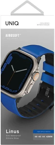 Rrip silikoni UNIQ Linus Airosoft për Apple Watch 42/44/45/49mm, Blu