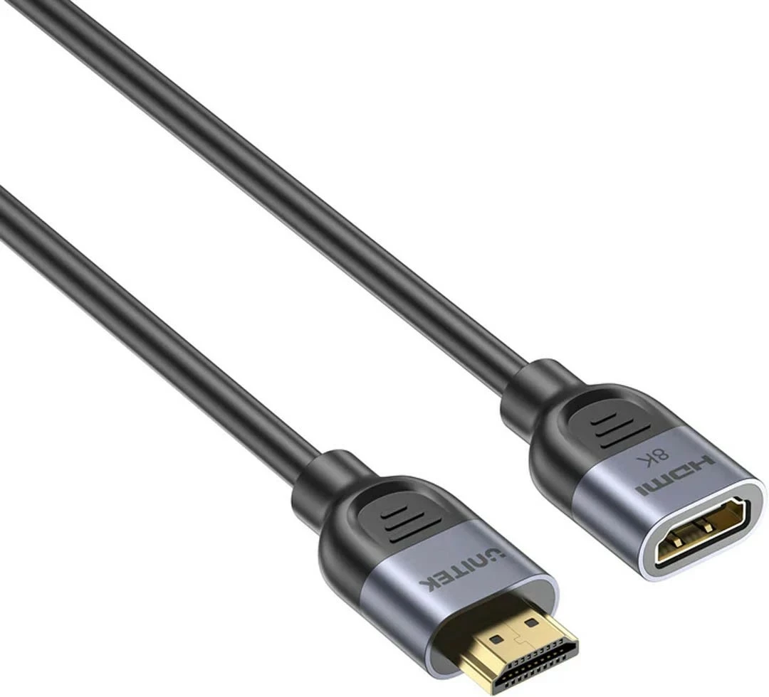 Zgjatës HDMI Unitek 2.1, 8K 1m, ngjyrë argjend e zezë