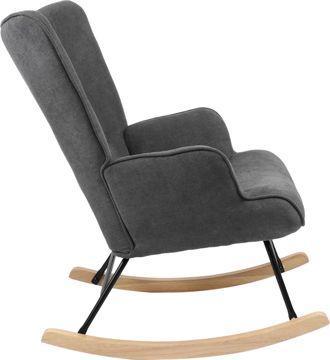 Karrige lëkundëse Georgia, pëlhurë, ngjyrë gri e errët-natyrale, 75x71x95cm