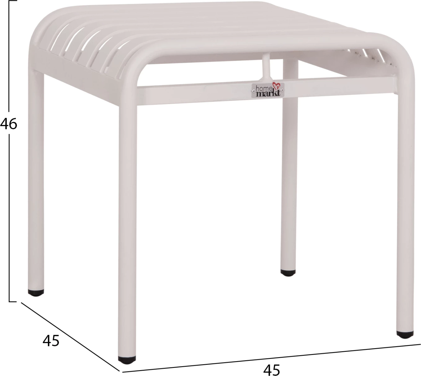 Stool i shkurtër alumini RACHEL, ngjyrë e bardhë, FH6340.02, 45x45x46cm