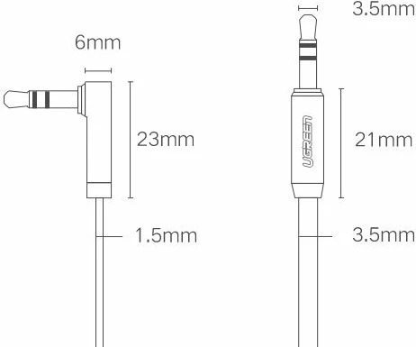 Kabllo audio AUX Ugreen 10599, 3.5 mm mini jack, 2m, Argjendtë