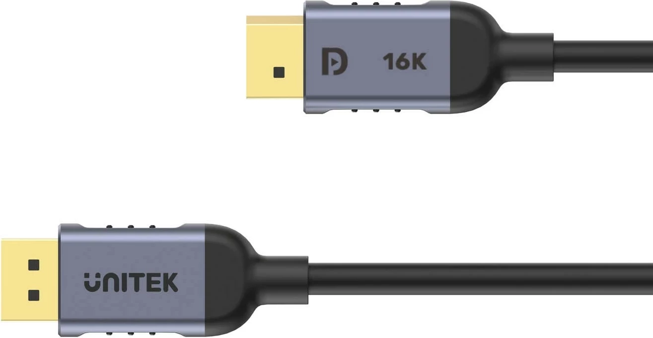 Kabëll Unitek DisplayPort 2.1 8K@120Hz 1,5m, ngjyrë zi-argjendtë