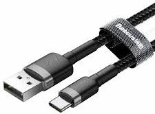 Kabllo USB Baseus Cafule CATKLF-AG1 USB-A në USB-C 0.5 m, e zezë/gri