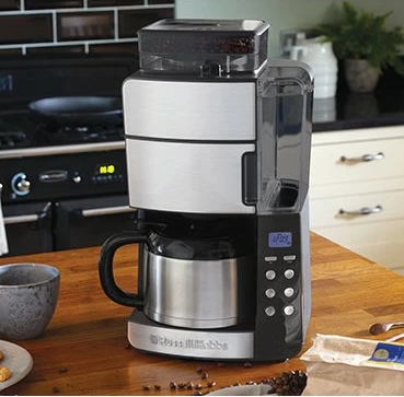 Aparat kafeje Russell Hobbs Grind and Brew, 1L, mulli i integruar, karaf termik, inox/zi
