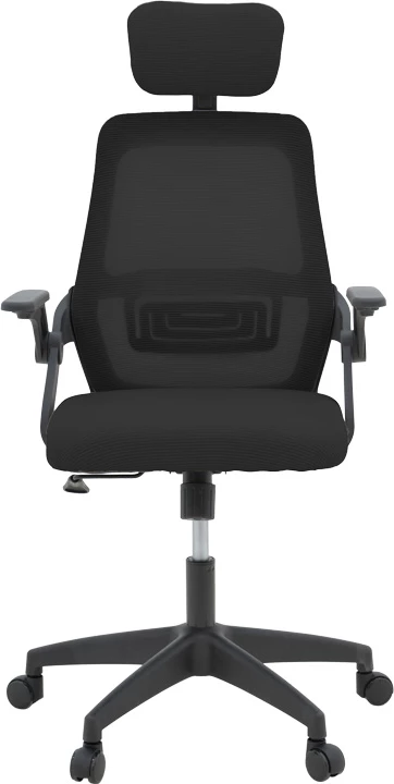 Karrige zyre Peja, material rrjete, ngjyrë e zezë, 58x60x107-117cm