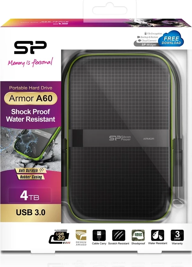 Disk HDD Silicon Power Armor A60, 4TB, i zi / gjelbër