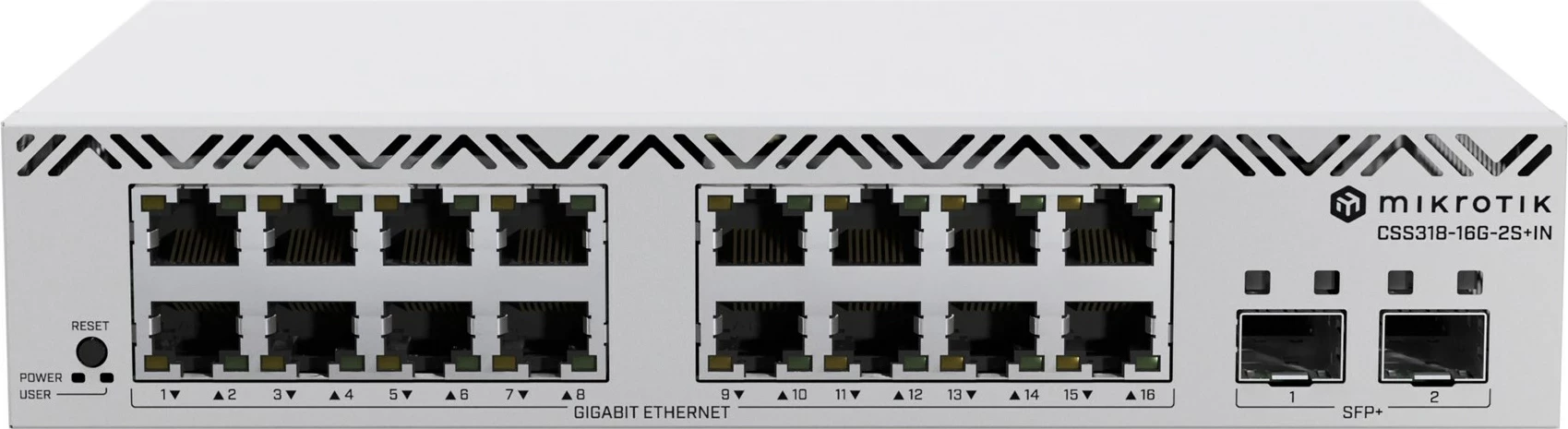 Switch MikroTik CSS318-16G-2S+IN, 16 porta Gigabit, 2 SFP+, Bardhë