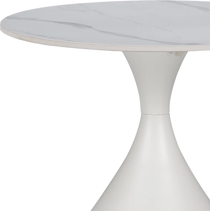 Tavolinë anësore Kirkene, ngjyrë mermeri të bardhë, gur i sinteruar dhe metal i bardhë, D50x50cm