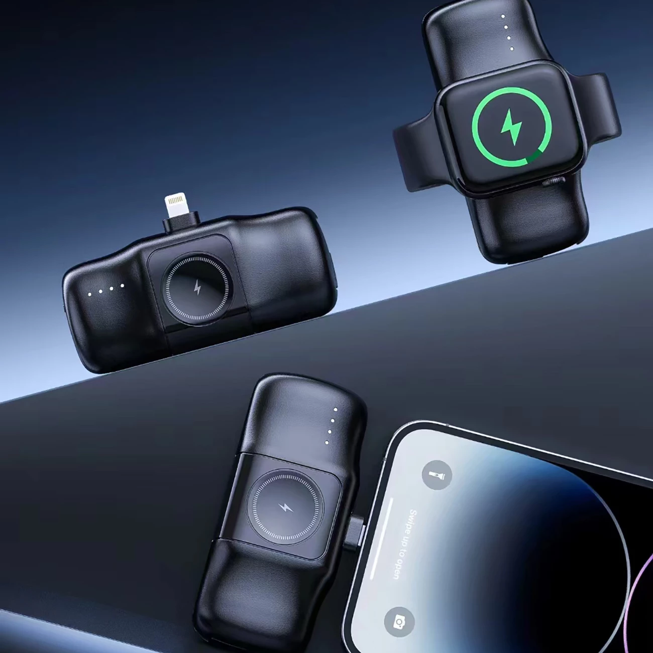 Powerbank Wozinsky WF16-YLS, 5000mAh, 15W, me kabllo USB-C të integruar dhe karikues për Apple Watch, e zezë