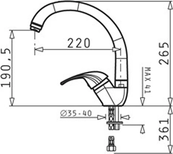 Rubinet kuzhine krom, folk, 3580