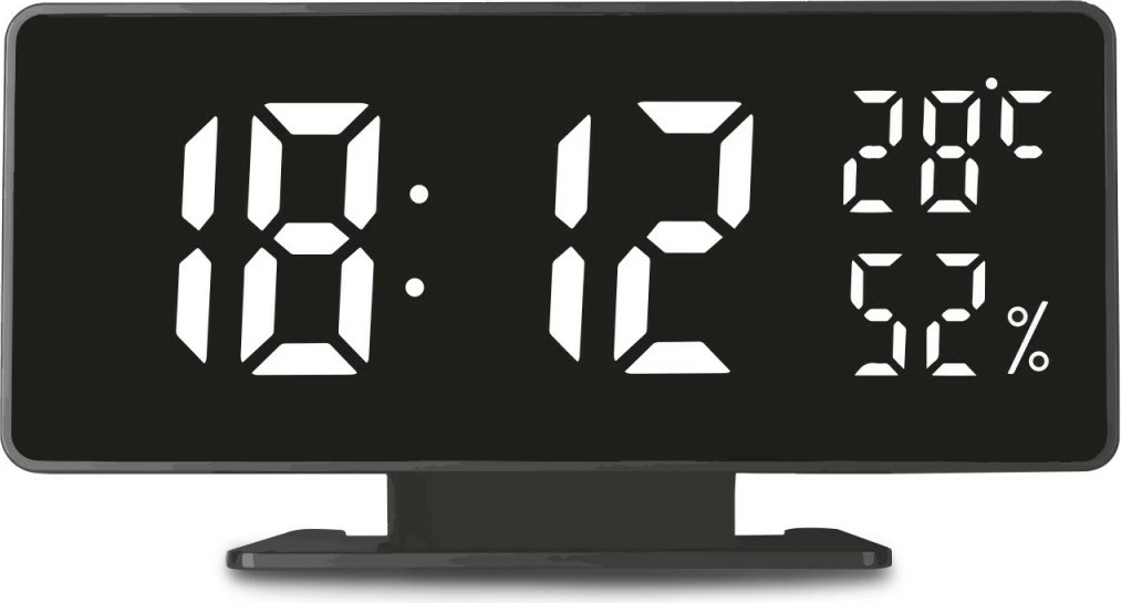 Orë alarmi GreenBlue GB395 me termometër dhe higrometër, e zezë