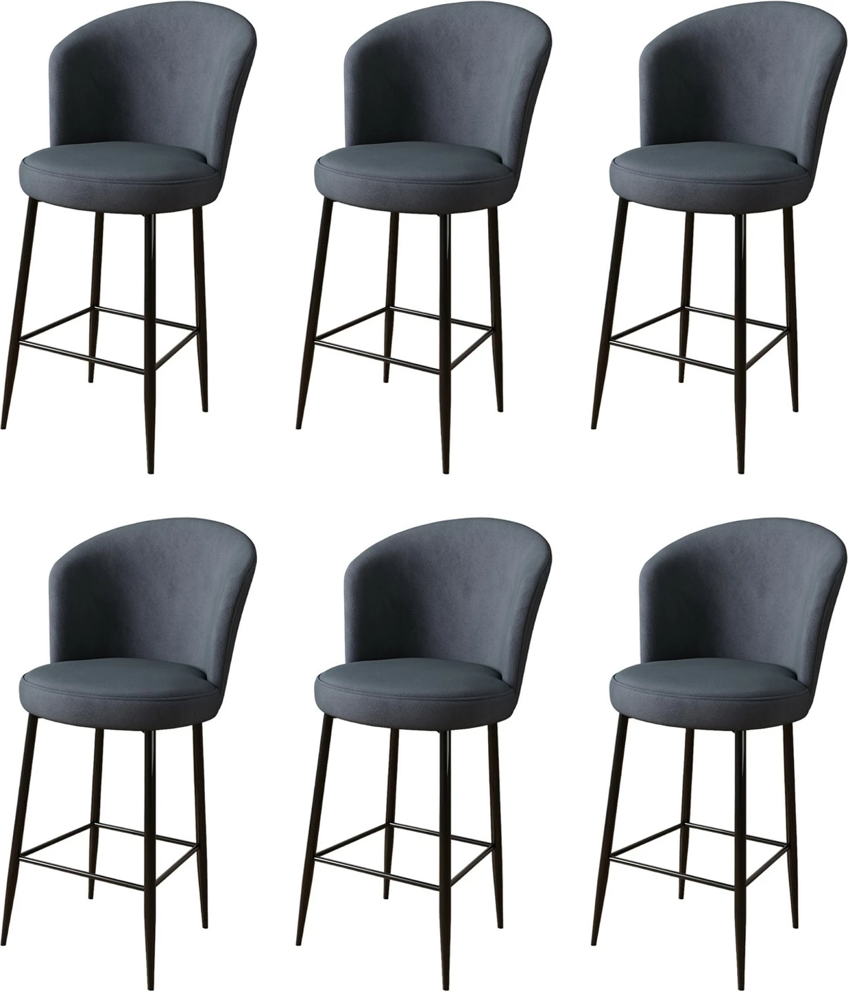 Set karrigesh për bar (6 copë), Hanah Home, Fora, antracit, e zezë