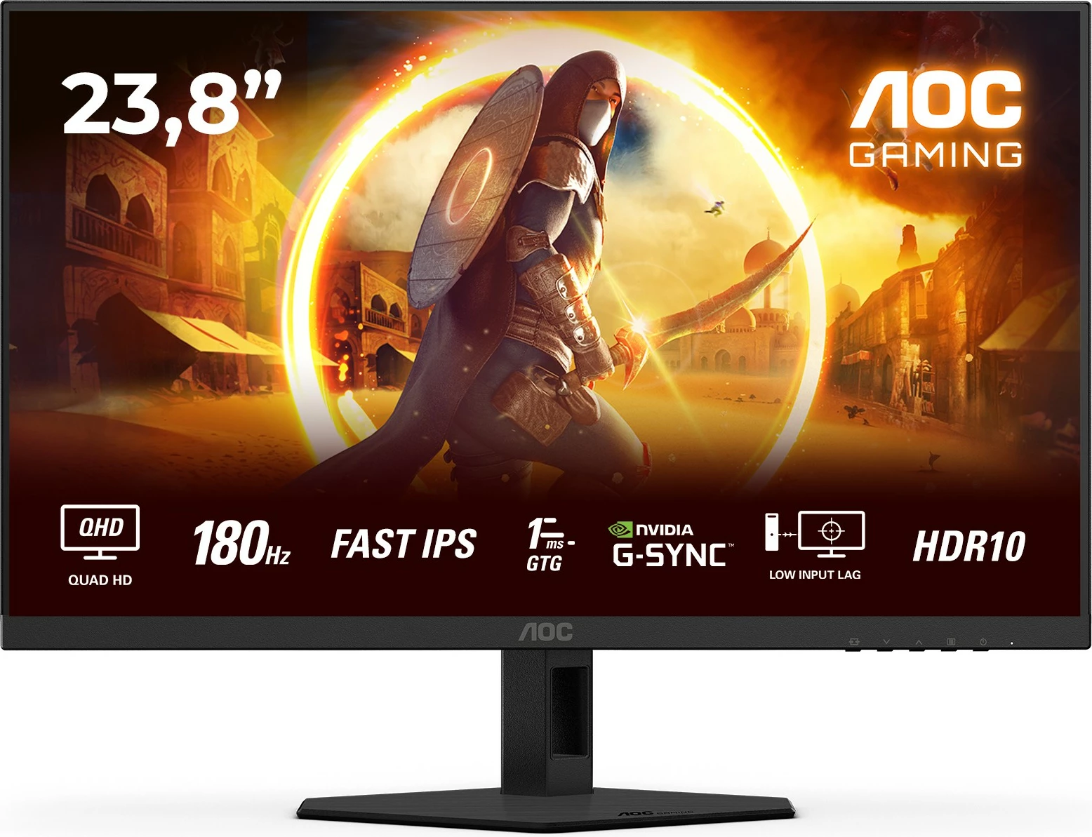 Monitor gaming AOC Q24G4RE 23.8 inç, IPS, QHD, 180Hz, e zezë-kuqe