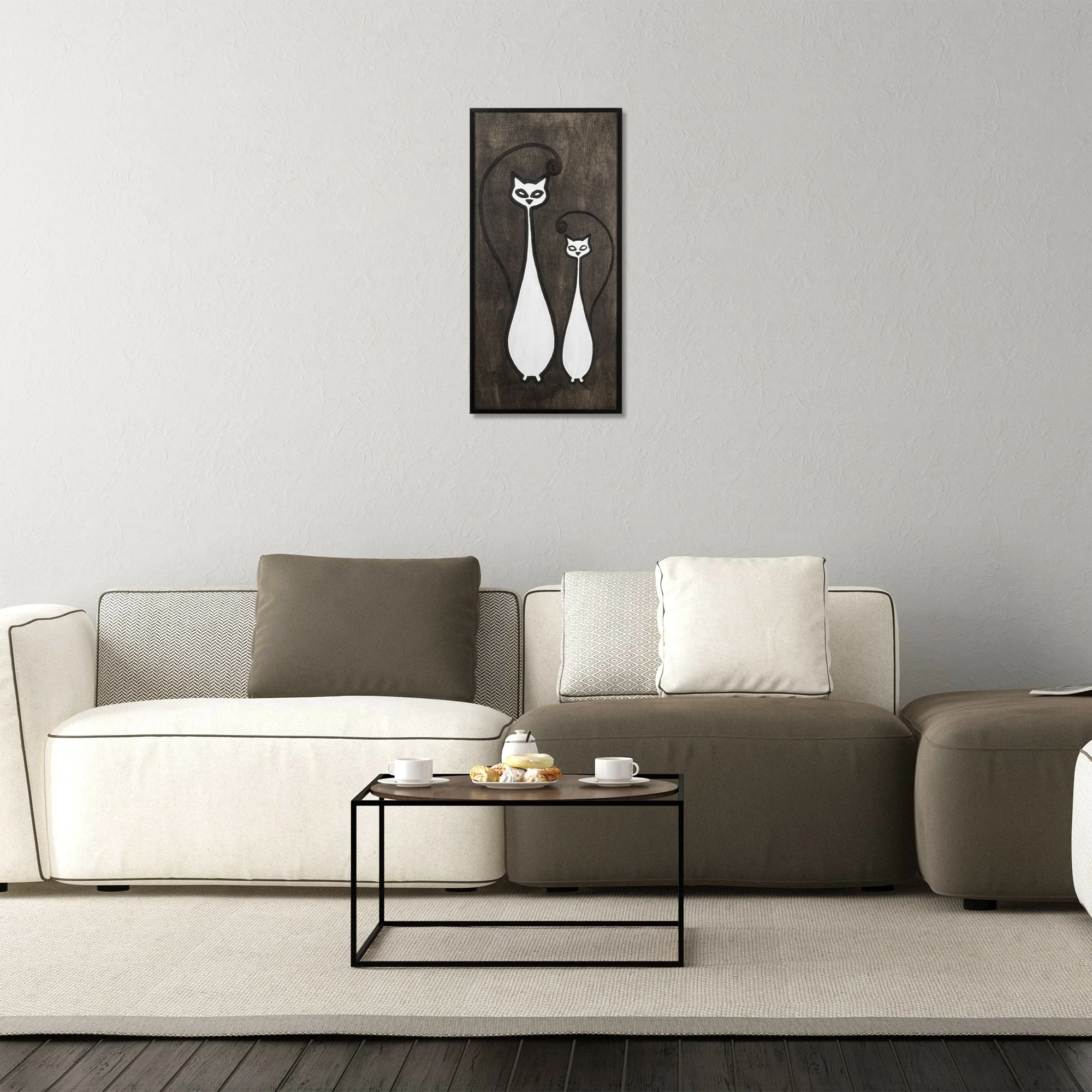 Aksesor dekorativ prej druri për mur, familje mace, Wallity