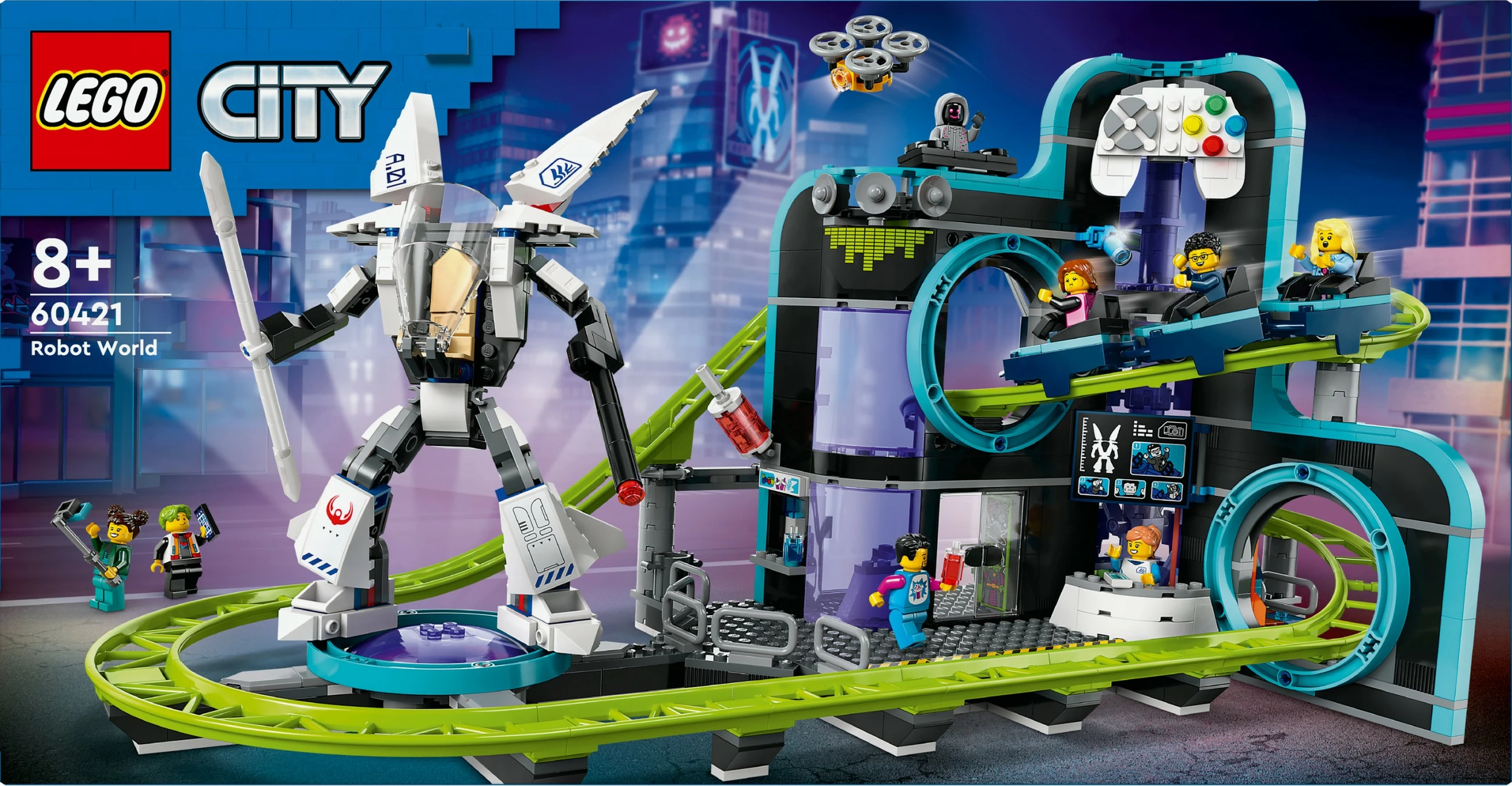 Set ndërtimi LEGO City 60421 Achterbahn me Robot-Mech, multikolor