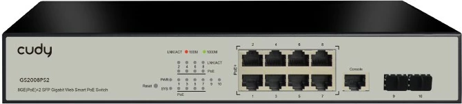 Switch Cudy GS2008PS2, Managed, L2, Gigabit Ethernet, PoE, Rack mounting