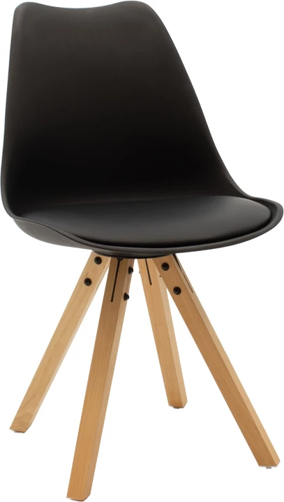 Tavolinë me karrige Quana-Caron, set 5 copë, xham dhe pp, ngjyrë e zezë-natyrale, 120x70x75cm