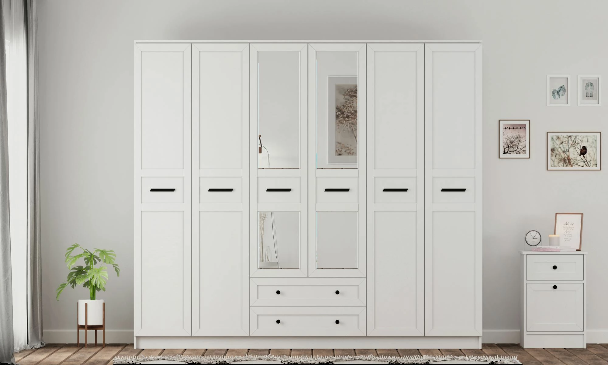 Dollap garderobe Skye Decor, ngjyrë e bardhë mat, Rb-168-01-012