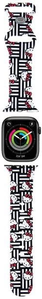 Rrip silikoni për Apple Watch Hello Kitty Heads & Stripes, 38/40/41mm, Zi