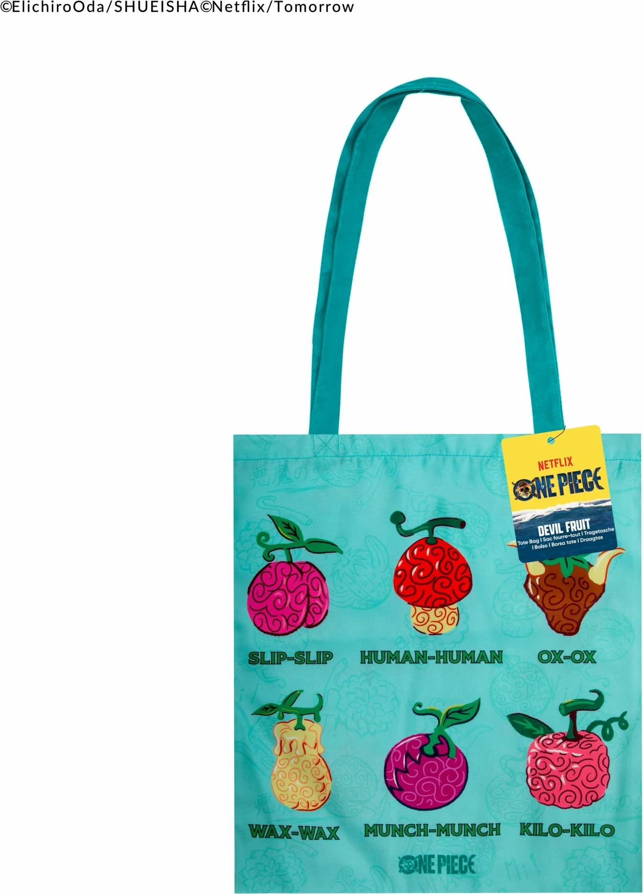 Çantë tote Cinereplicas One Piece Devil Fruit 42×38 cm, turkeze