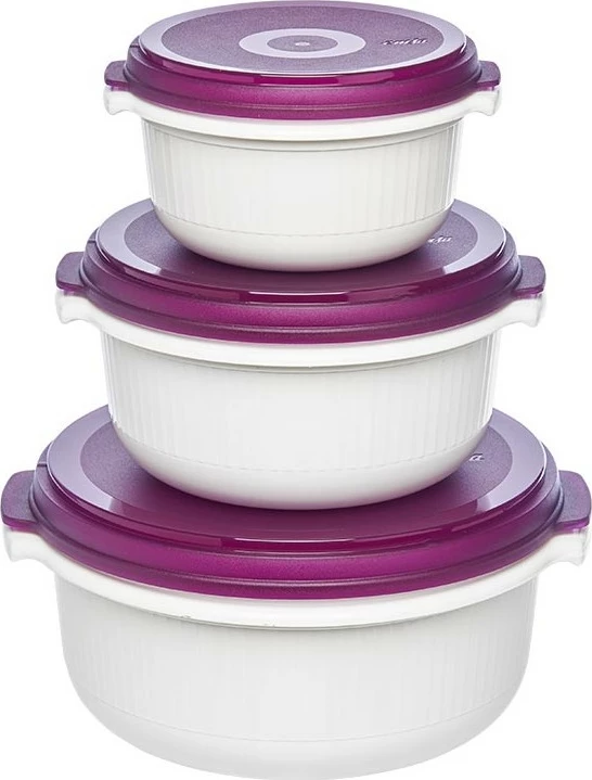 Set enësh plastike Emsa 508455 Micro Family 3 copë 0.5L/1.0L/1.5L bardhë/vjollcë