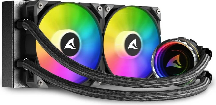 Ftohës uji Sharkoon S80 RGB, 2x12cm, për procesor, RGB, i zi