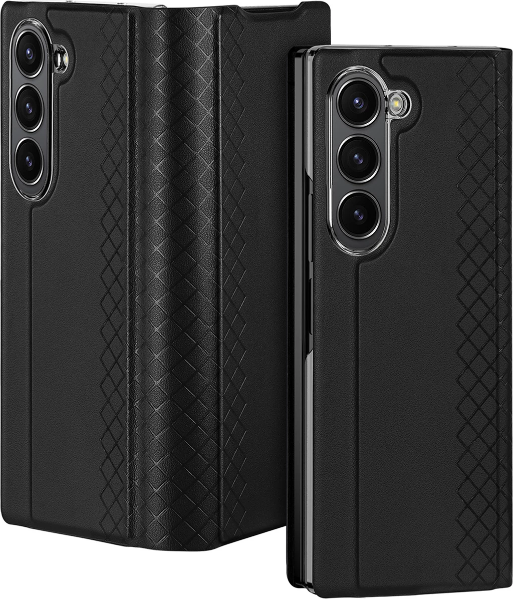 Mbështjellës Dux Ducis Brill për Samsung Galaxy Z Fold 6, me kapëse magnetike, xhep për kartë, eko-lëkurë, i zi