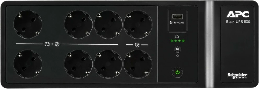 UPS APC BE500G2-GR, 500VA/300W, 8 dalje Schuko, USB, e zezë