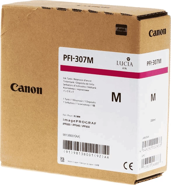 Rezervuar boje Canon PFI-307M 330 ml për imagePROGRAF iPF830/iPF840/iPF850 Magenta