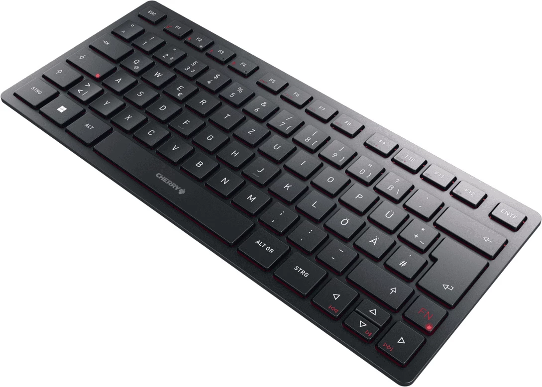 Tastierë Cherry KW 9200 Mini JK-9250DE-2, layout gjerman (QWERTZ), kompakte pa numpad, profil i ulët, e zezë