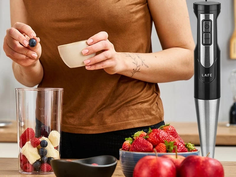 Blender Lafe BlendMix, 800W, gotë plastike, thika inoksi, e zezë-argjendtë