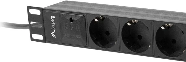 Kabllo vazhduese, Lanberg, Power Strip, 10'', 1U, 16A, e zezë 