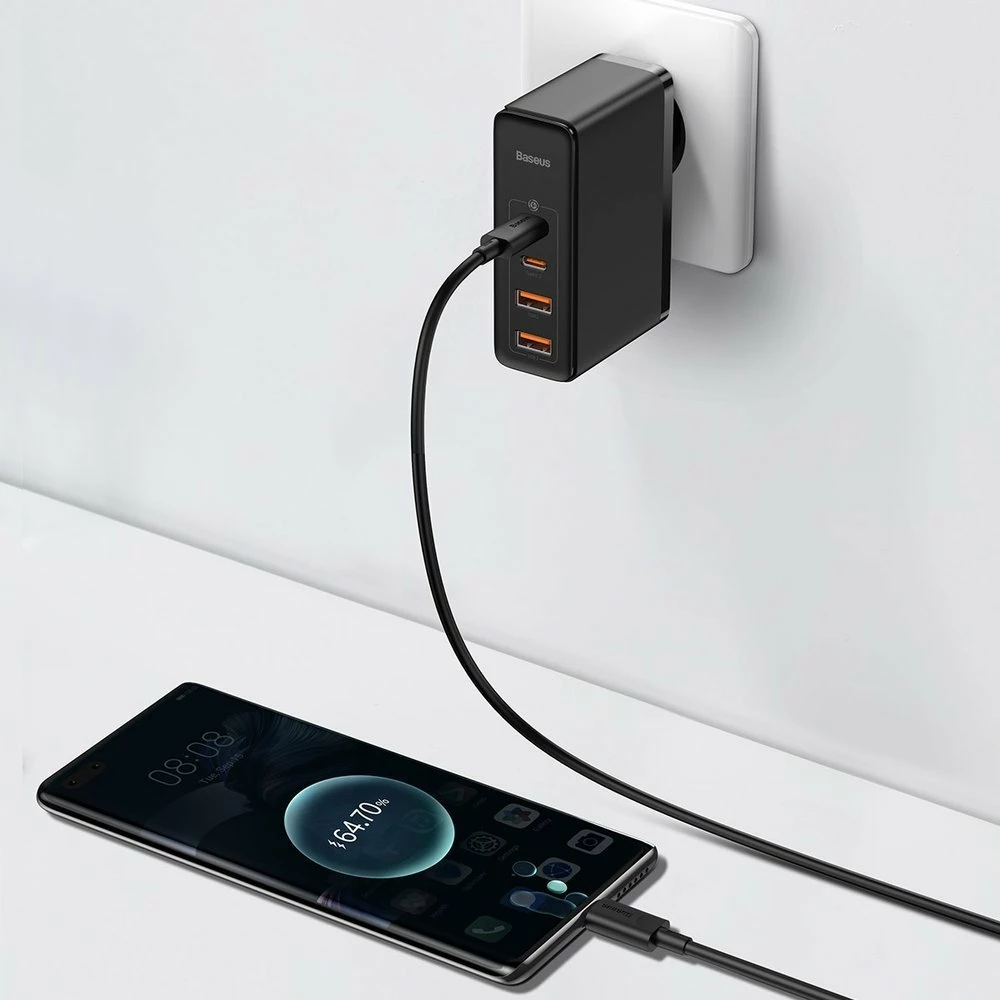 Karikues i shpejtë Baseus GaN2 Pro, 100W, 2x USB-C, 2x USB-A, i zi