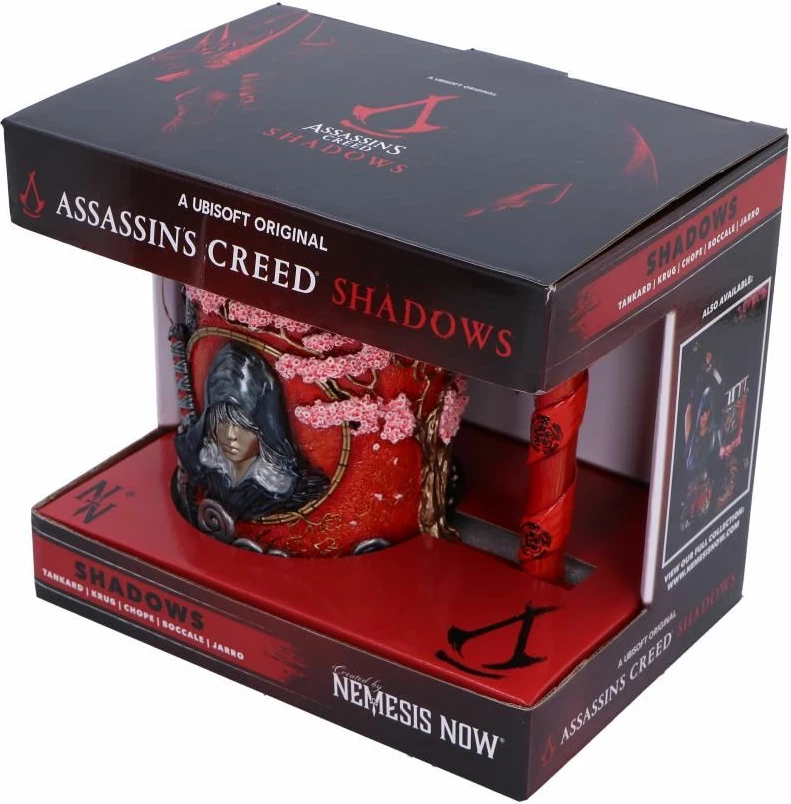 Filxhan NEMESIS NOW Assassin's Creed Shadows, rezinë me insert çelik inox, i pikturuar me dorë, 14.5 cm, e kuqe/zezë