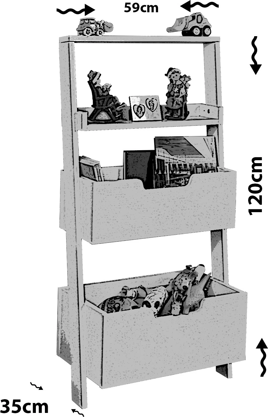 Raft librash Hanah Home, dy copë, ngjyrë e bardhë