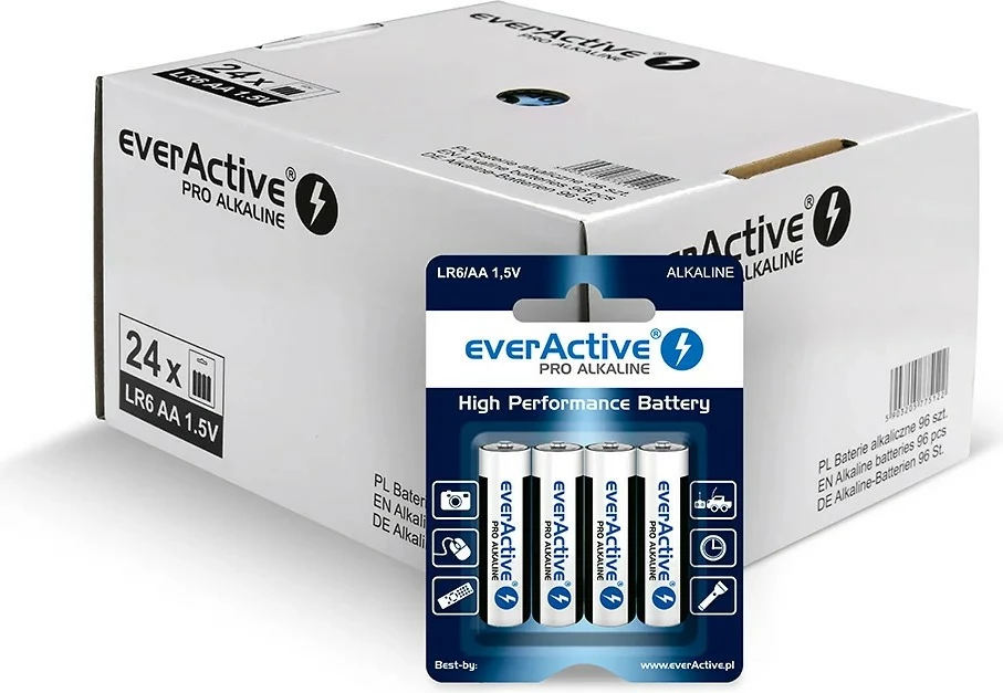 Bateri alkaline AA everActive PRO, LR6/AA, 96 copë (display)