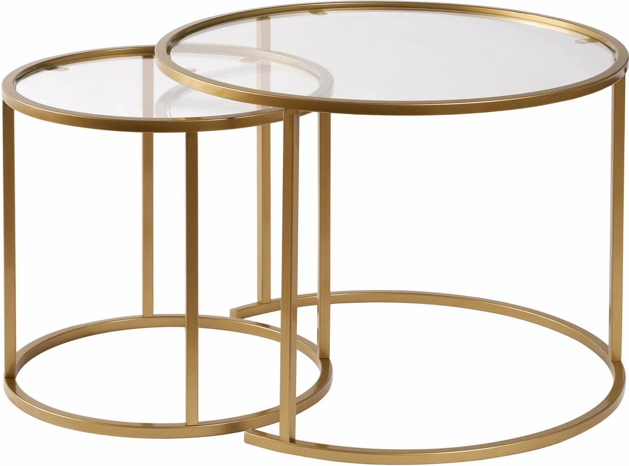 Set tavolinash kafeje Nordure, Aurum - 60, 42 - ngjyrë ari, xham transparent