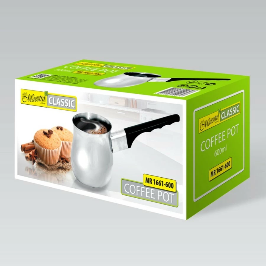 Xhezve kafe turke Feel-Maestro MR-1661-6 600 ml, e zezë/argjendtë