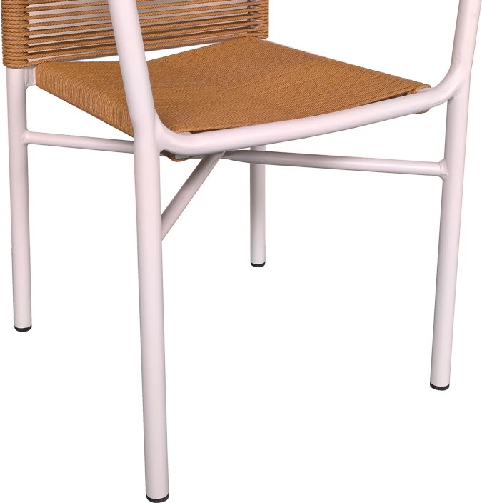 Tavolinë me karrige Nares-Clutch B set prej 7 FOLEJA ngjyrë bardhë alumini dhe kompensatë në hije natyrale 180x90x72.5cm