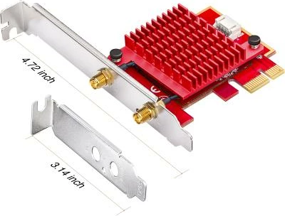 Kartë rrjeti Wi‑Fi PCI‑Express, Cudy WE3000S, dy konektorë antene, komplet me bravë standarde dhe low‑profile