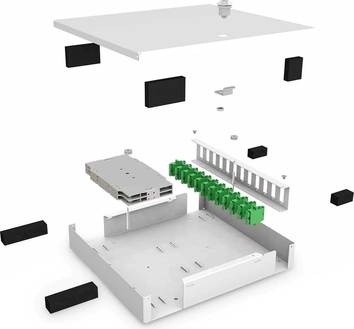 Kuti rrjeti Digitus LWL Unibox, montim në mur, kompakte, e bardhë
