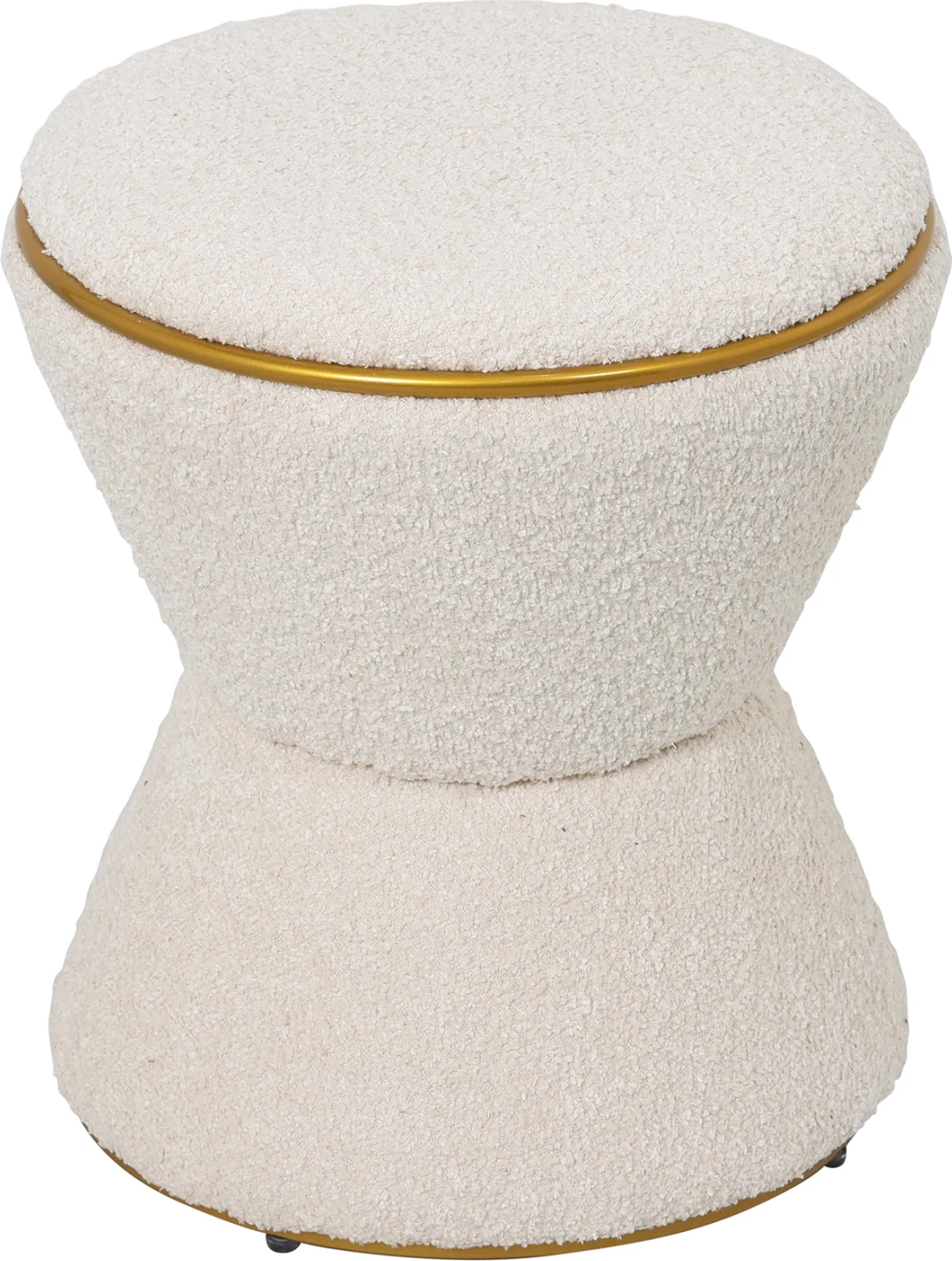 Karrige e rrumbullakët LINNER FH9604.16, pëlhurë boucle, detaj ari, Φ38,5x43H cm.