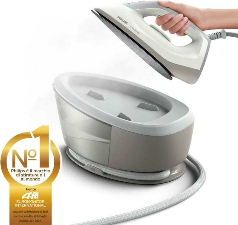 Hekur me gjenerator avulli, Philips PSG2000/80 2000 Series, rezervuar bazë kompakt, bardhë/gri