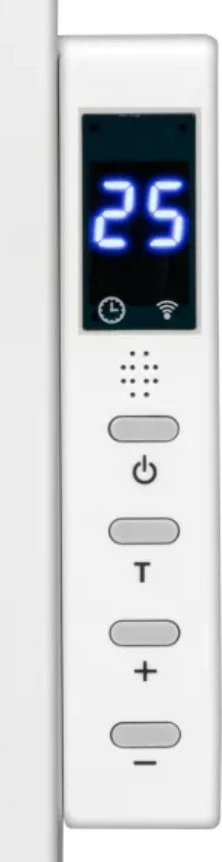 Ngrohës panelor me infra të kuqe, MPM, MUG-24, 450 W, termostat, timer, ekran, telekomandë dhe aplikacion Tuya, montim në mur ose në këmbë, mbajtëse peshqirësh, i bardhë