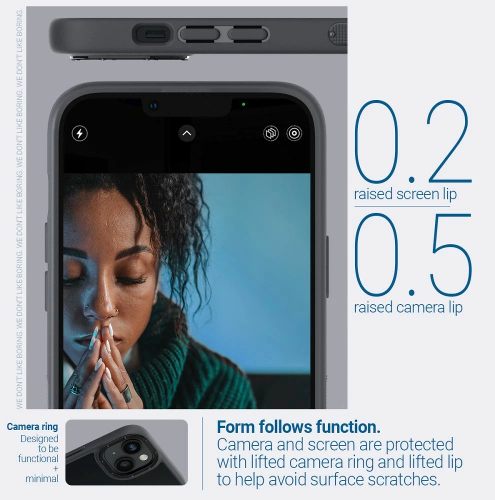 Mbështjellës Spigen Caseology Skyfall për iPhone 14 Plus, Slim, transparent, MIL-STD 810G, mat e zezë, 1 copë