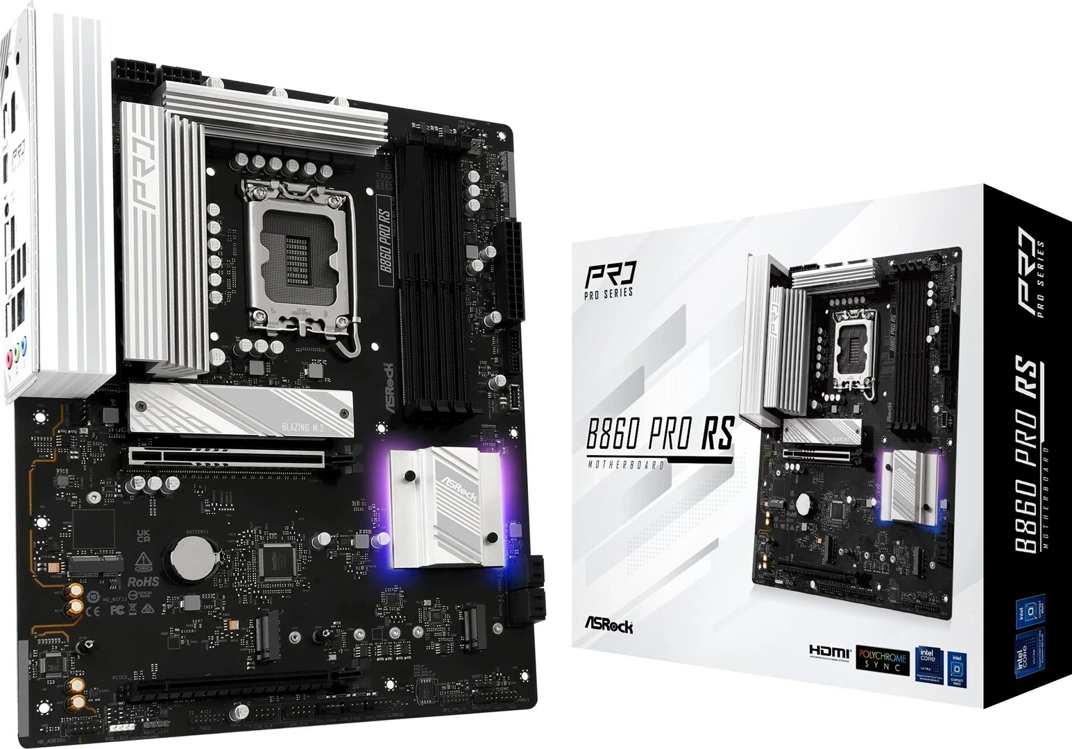 Pllakë amë ASRock B860 Pro RS, Socket 1851, ATX, e zezë