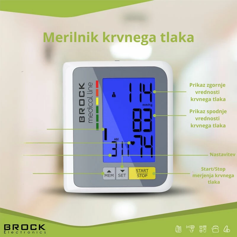 Matës tensioni digjital për kyç Brock LS 810 S, memorie 60 matje, manshetë 13.5–21.5 cm, bateri e rikarikueshme, gri