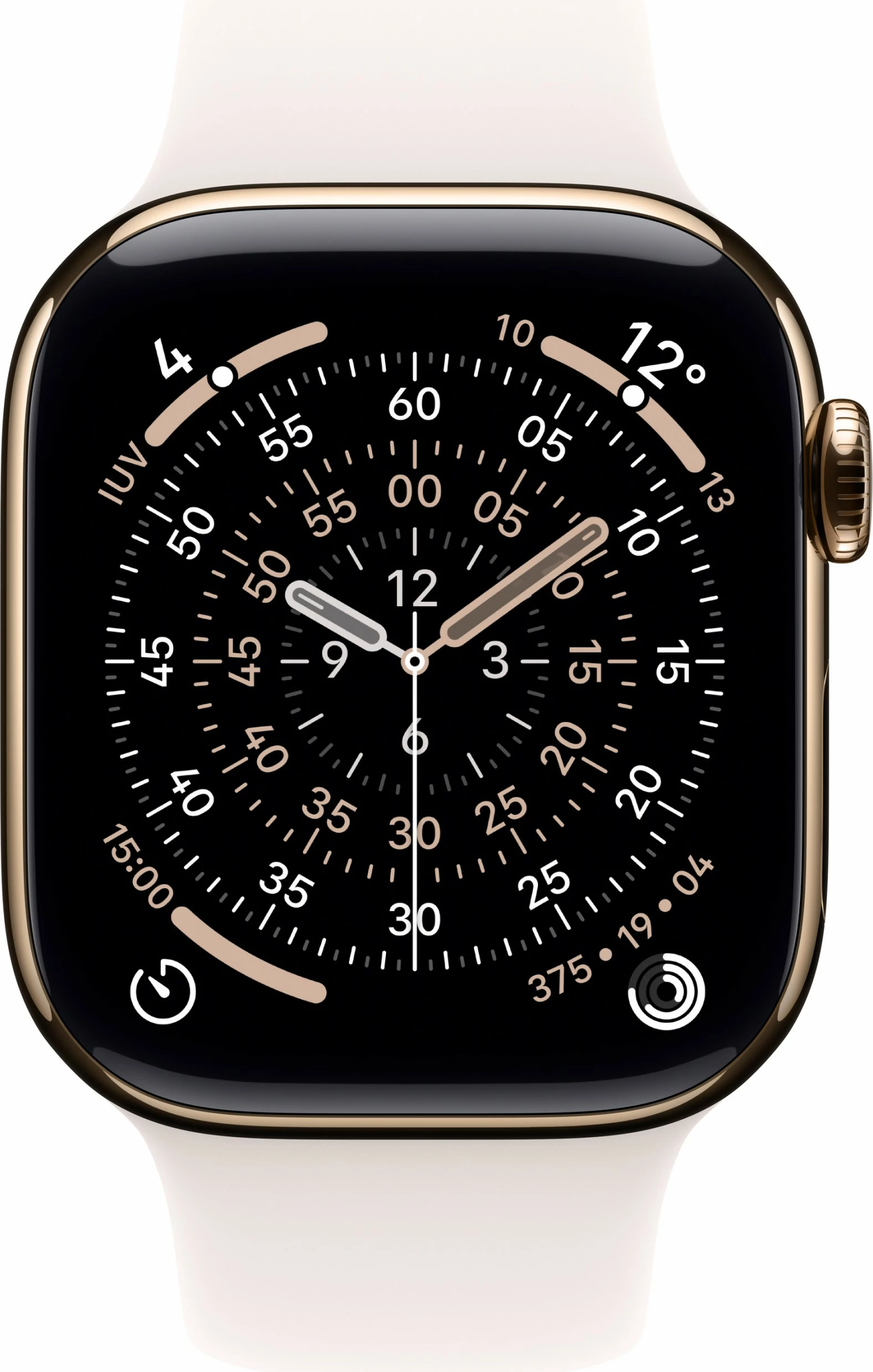 Smartwatch Apple Watch S11 Titan Gold Cellular 42mm, rrip sportiv rozë e zbehtë S/M